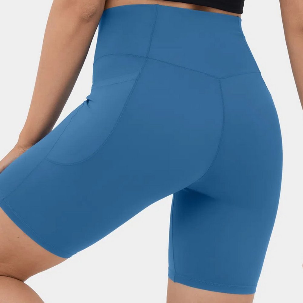 Halara Women's Cloudful 3.0 Blue High Waisted Crossover Yoga Bike Shorts Size S